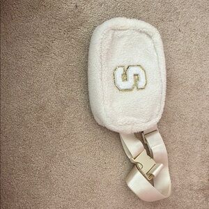 White Fleece Belt Bag